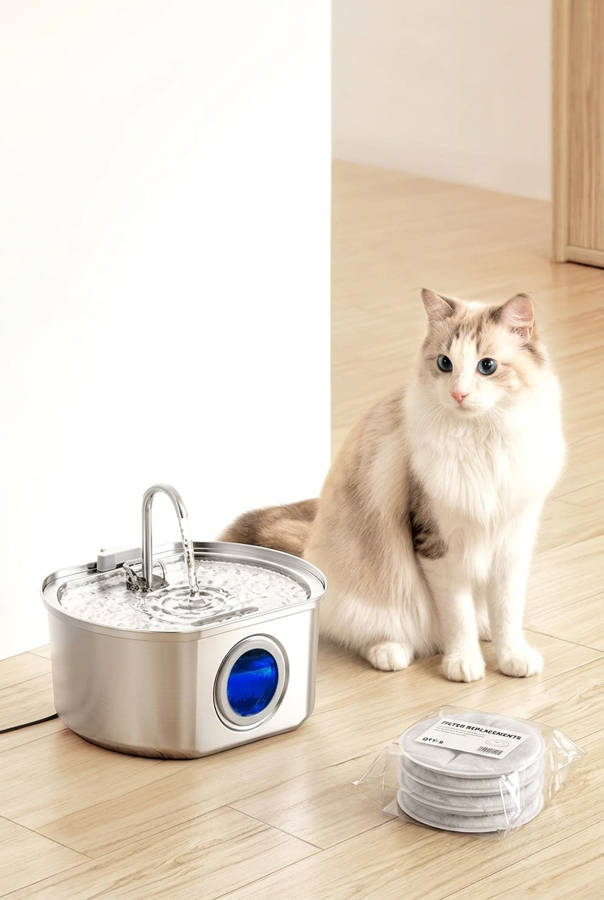 Pack Sérénité : Fontaine Inox HydroFelin + 6 Filtres